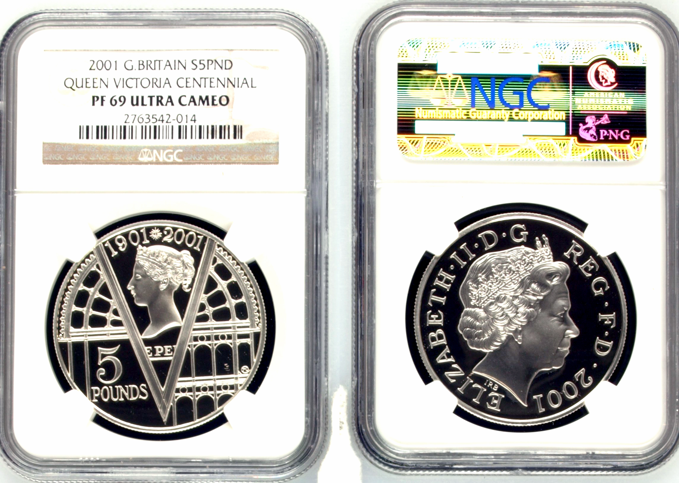 Great Britain, Queen Victoria Centennial, Five Pound, 2001, NGC PF 69 ULTRA CAMEO