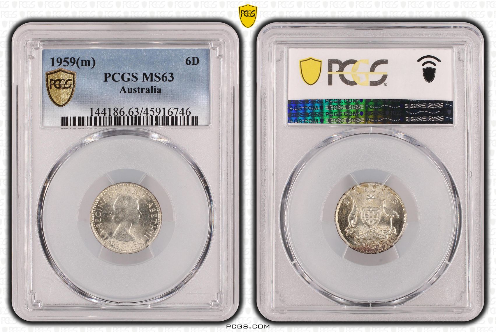 1959(m) Australia Sixpence PCGS - MS63 -746