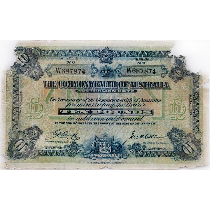Cerutty/Collins, Ten Pounds, 1918, Good *Correction*
