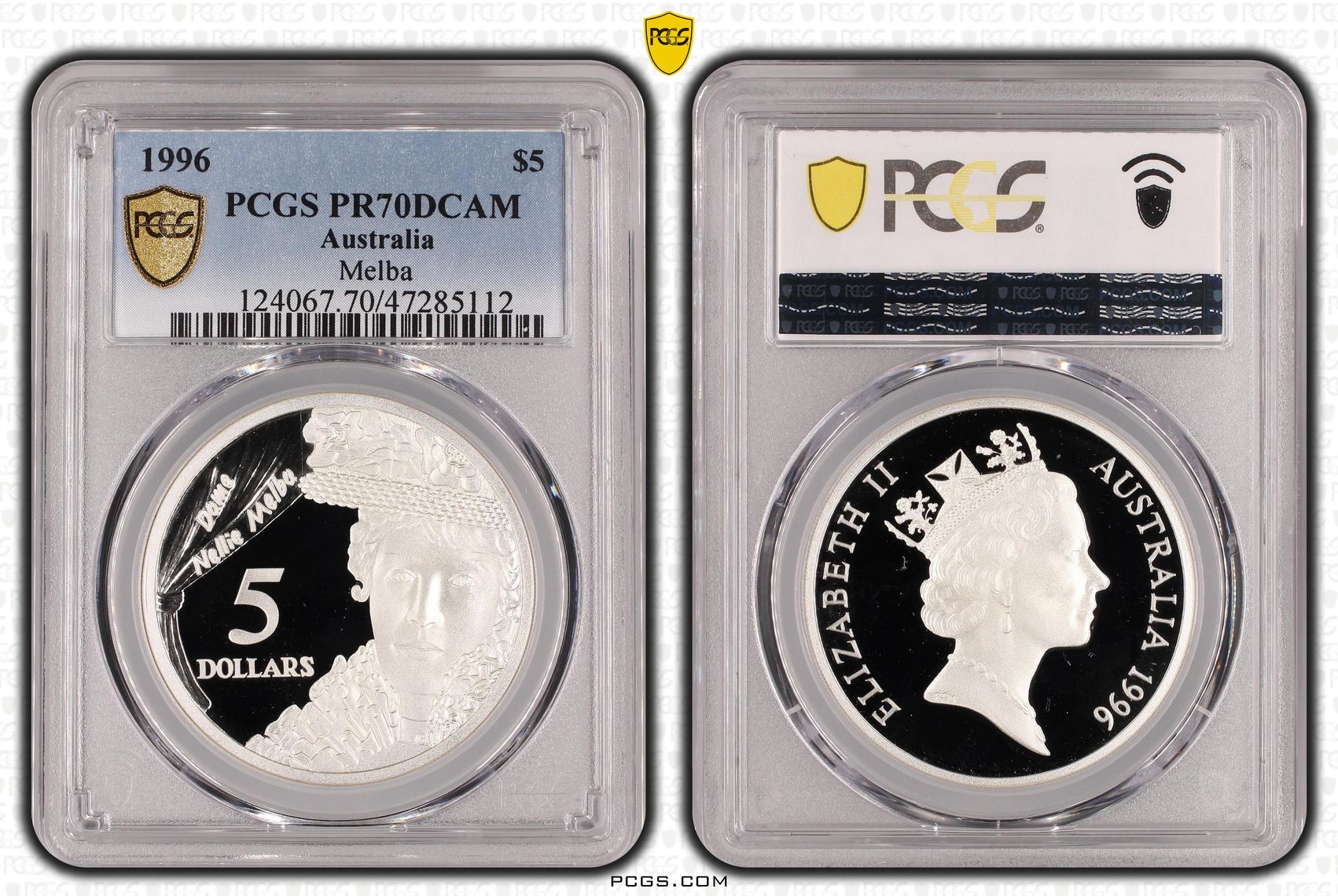 Elizabeth II, Melba, Pop 7/0, Five Dollar, 1996, PCGS PR70DCAM