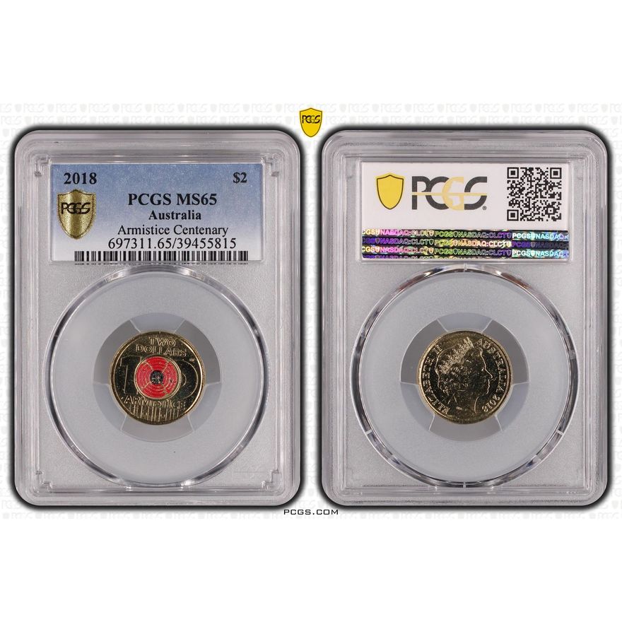 Armistice Centenary, Two Dollar, 2018, PCGS MS 65