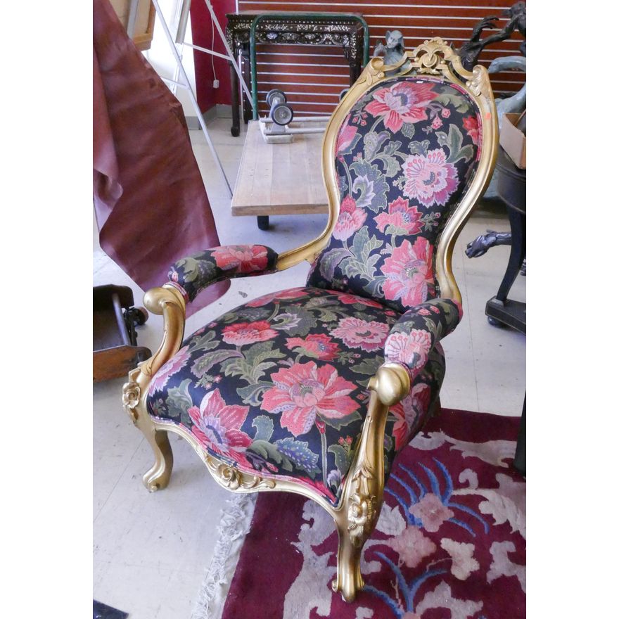 Gold Painted Parlor Chair - AS IS Finial- 40x26''