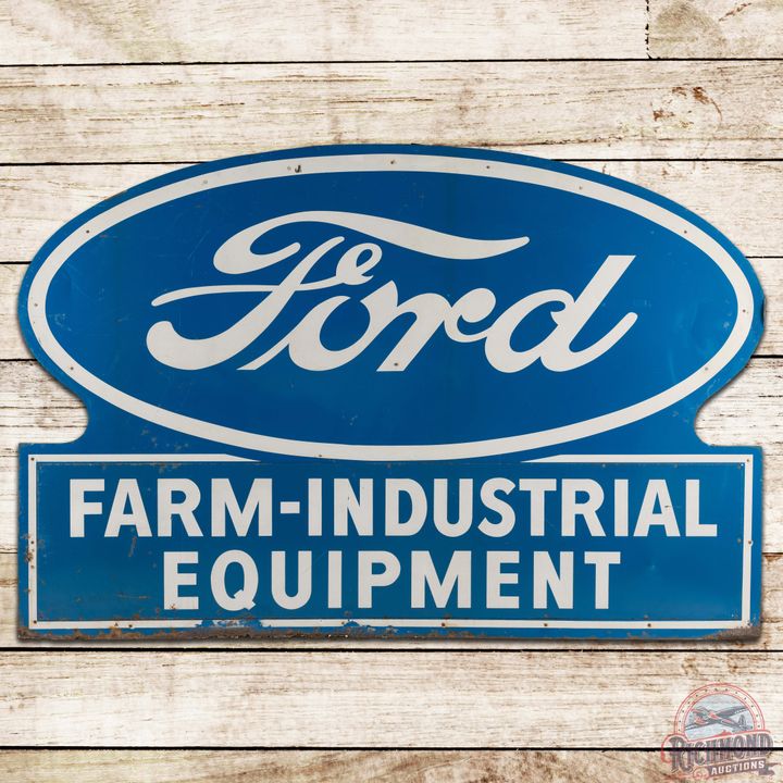 Ford Farm Industrial Equipment Reflective Die Cut SS Tin Sign w/ Logo