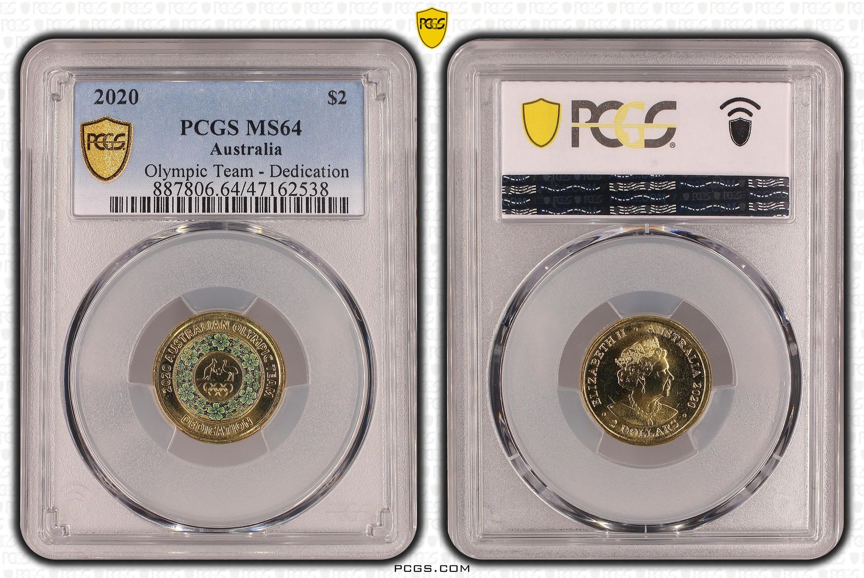 Elizabeth II, Olympic Team - Dedication, Two Dollar, 2020, PCGS MS64