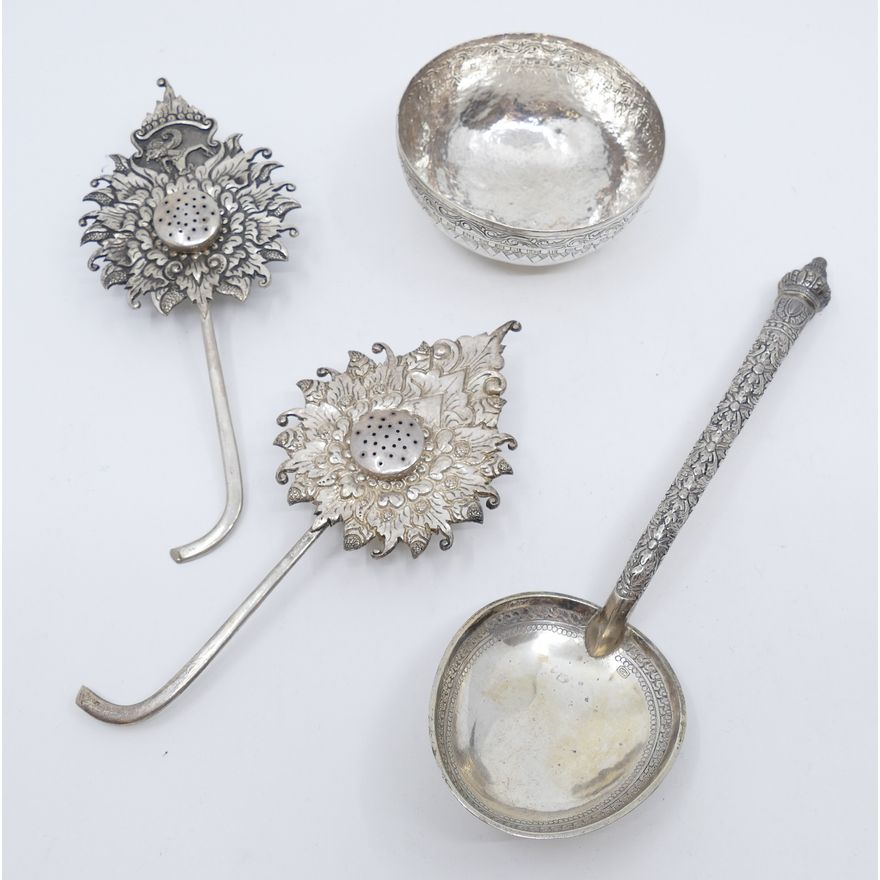 4pc Malaysian Silver Items- 242g TW- Includes eleborate spoon