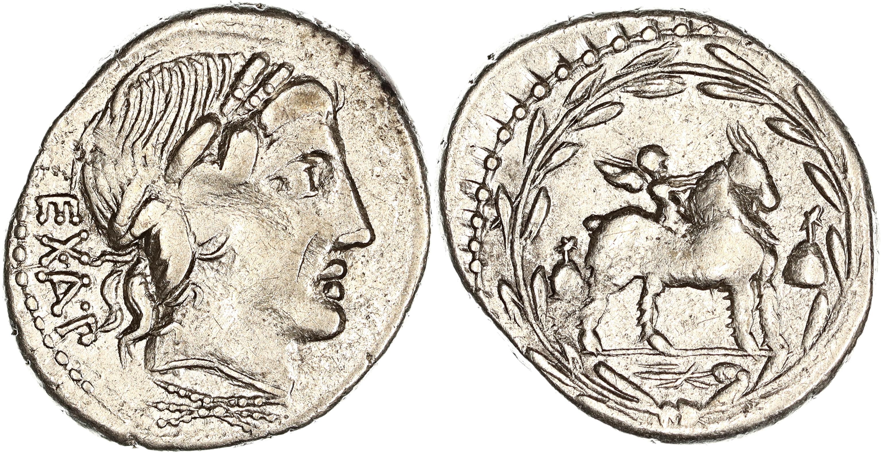 Roman Republic, Mn. Fonteius C.f., Silver Denarius, 85 BC, nVF