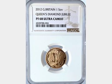 2012 ELIZABETH II PROOF 'ONE YEAR TYPE' GOLD SOVEREIGN PF68 ULTRA CAMEO