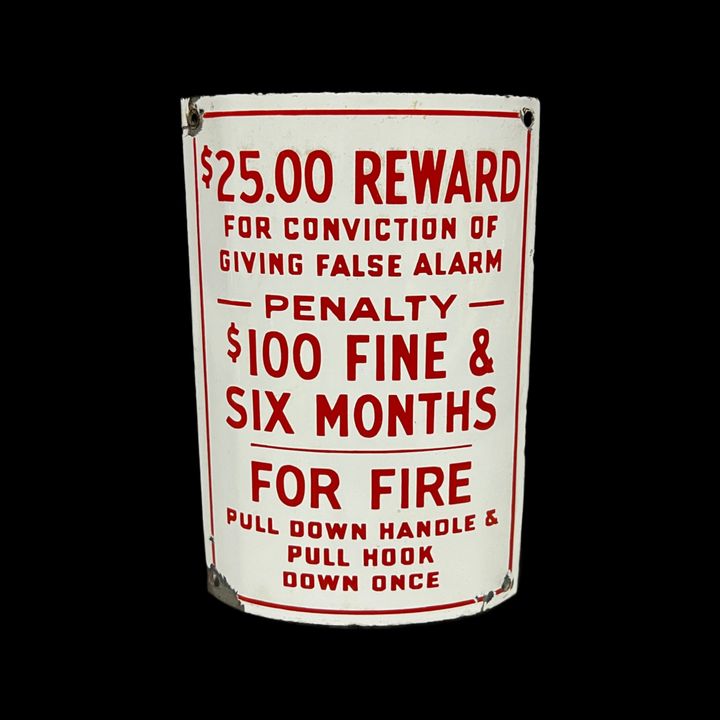 Reward For False Alarm For Fire Porcelain Curved Sign