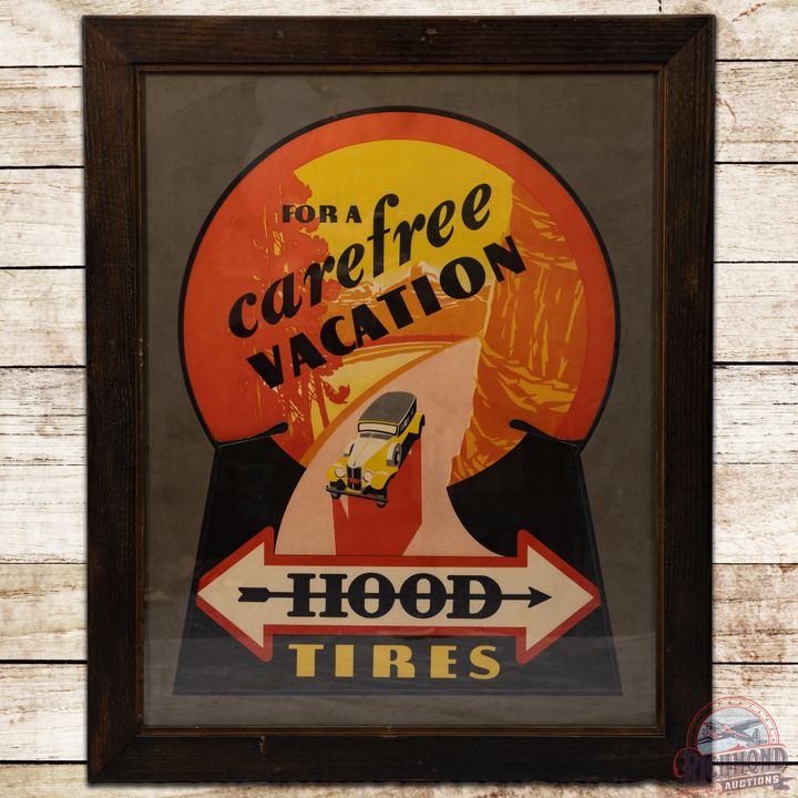 Hood Tires "For A Carefree Vacation" Framed Cardboard Sign - 8