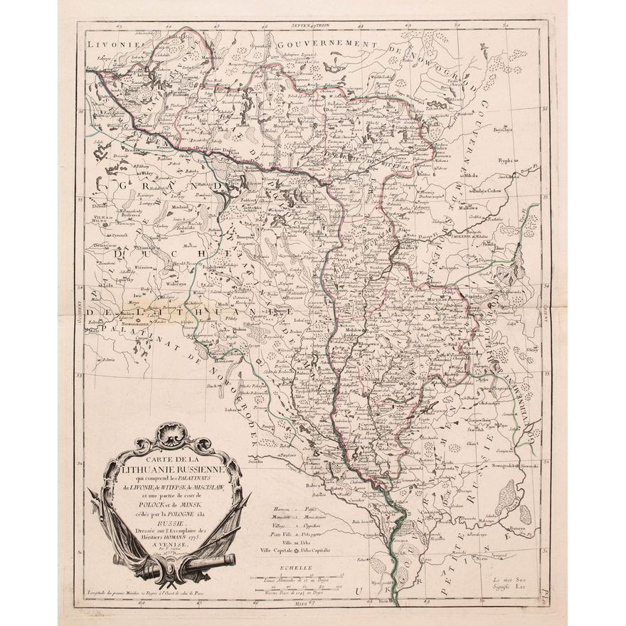 Paolo Santini | Carte de la Lithuanie Russienne qui comprend les Palatinats de Livonie…