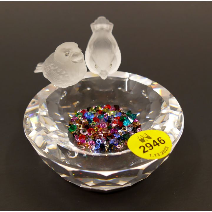Swarovski Crystal Bird Bath with Box- 3''