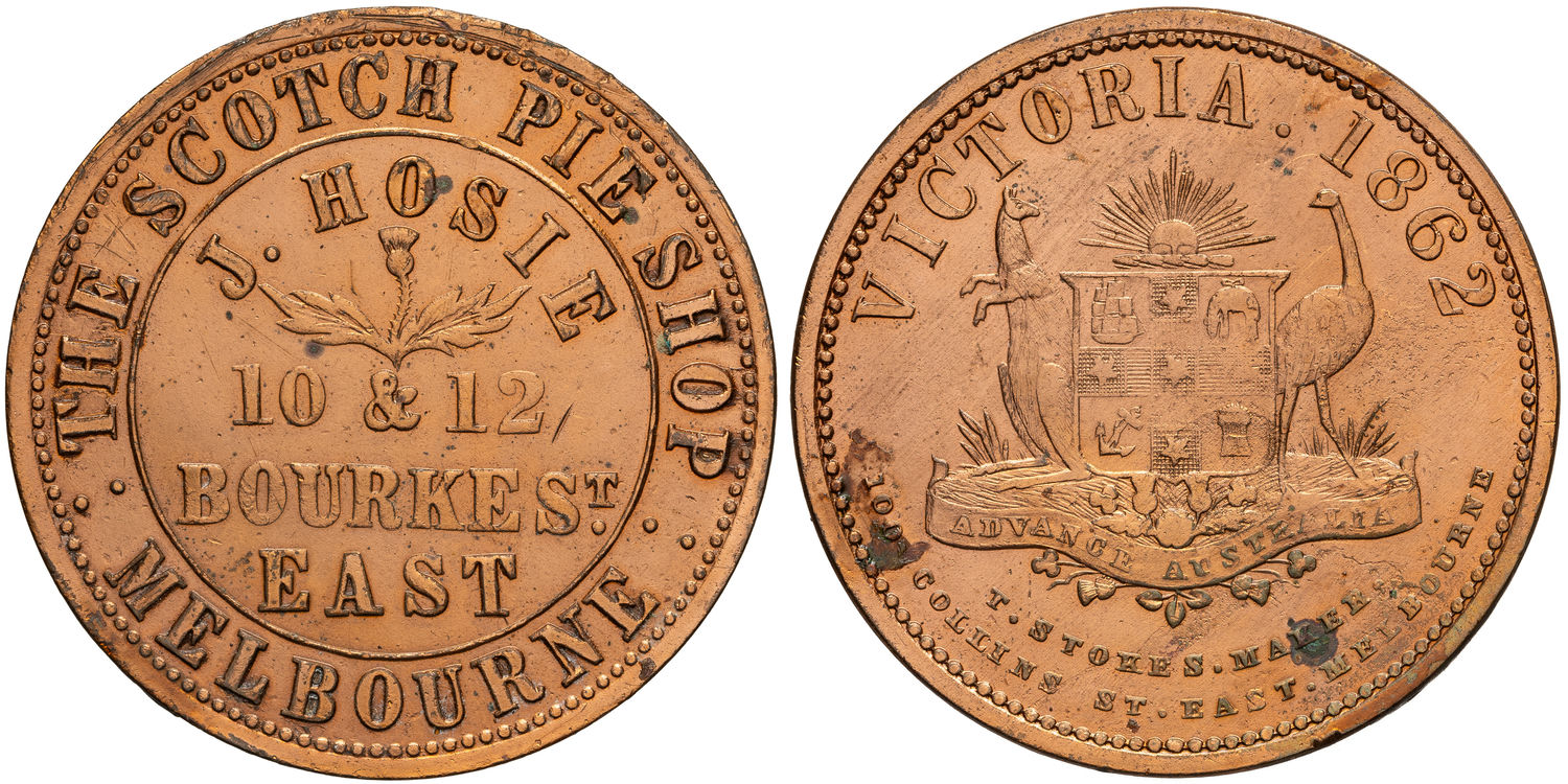 A.132a - Hosie, J. Melbourne, Victoria, Penny, 1862, EF