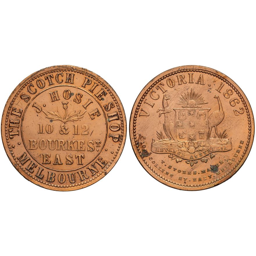 A.132a - Hosie, J. Melbourne, Victoria, Penny, 1862,  EF