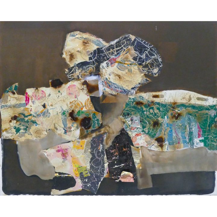 Jonier Marin (French) ''Memoire #1'' 1985 Oil and Collage on Canvas 60''x48''