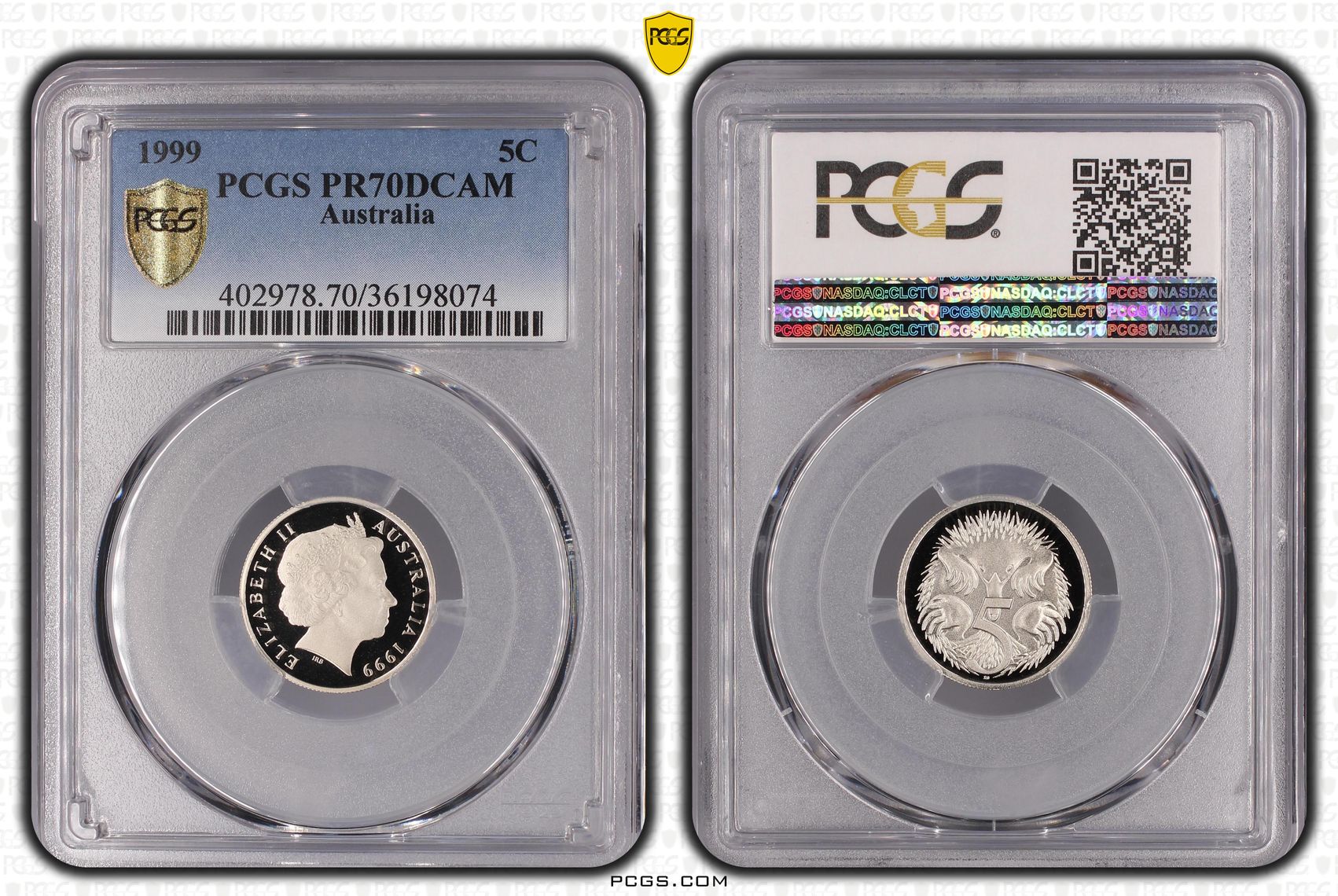 Elizabeth II, Five Cent, 1999, PCGS PR70DCAM