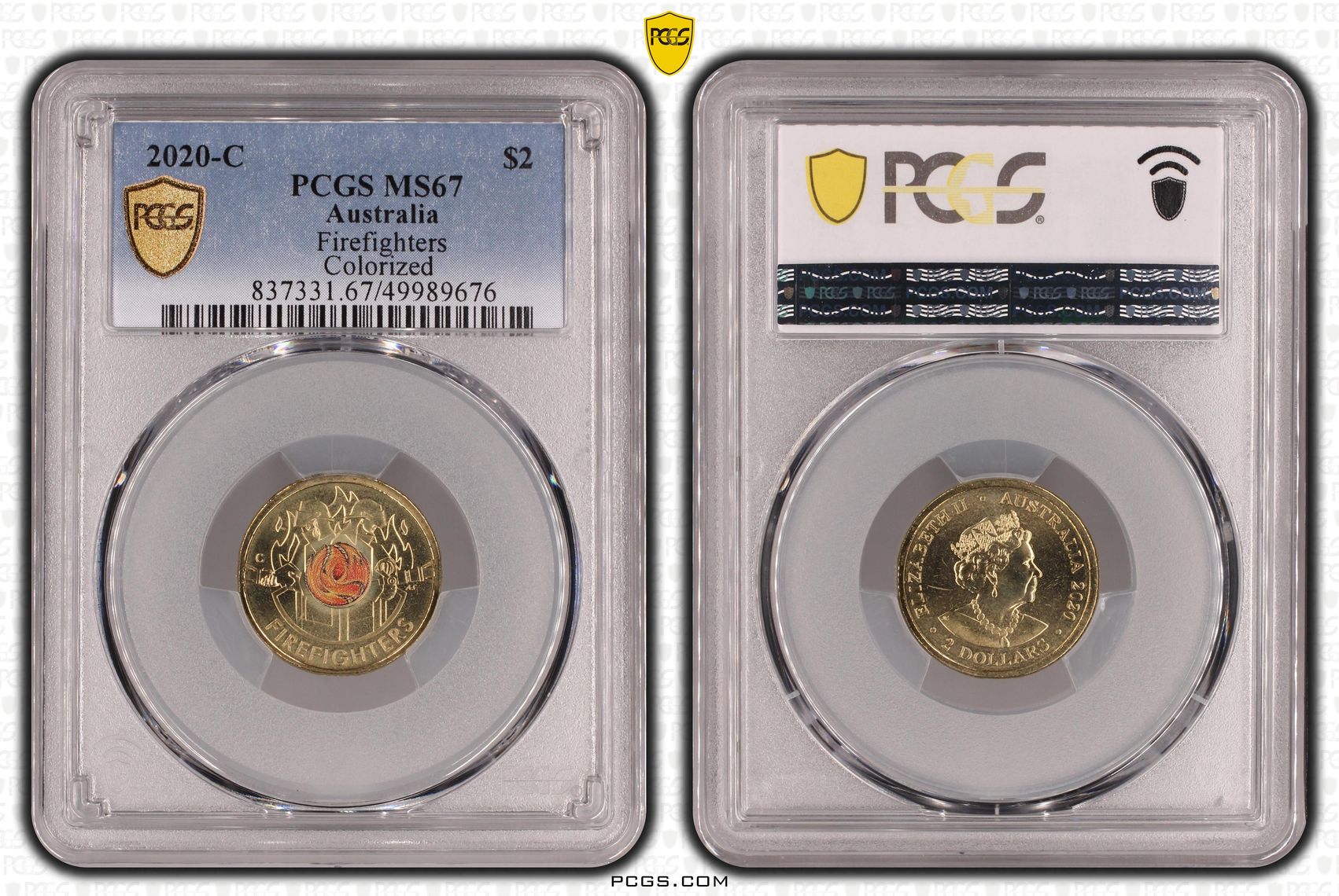 Firefighters Colourised, Two Dollar, 2020-C, PCGS MS67