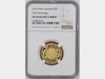 2019 NEW ZEALAND FIRST PROOF GOLD SOVEREIGN PF69 UCAM