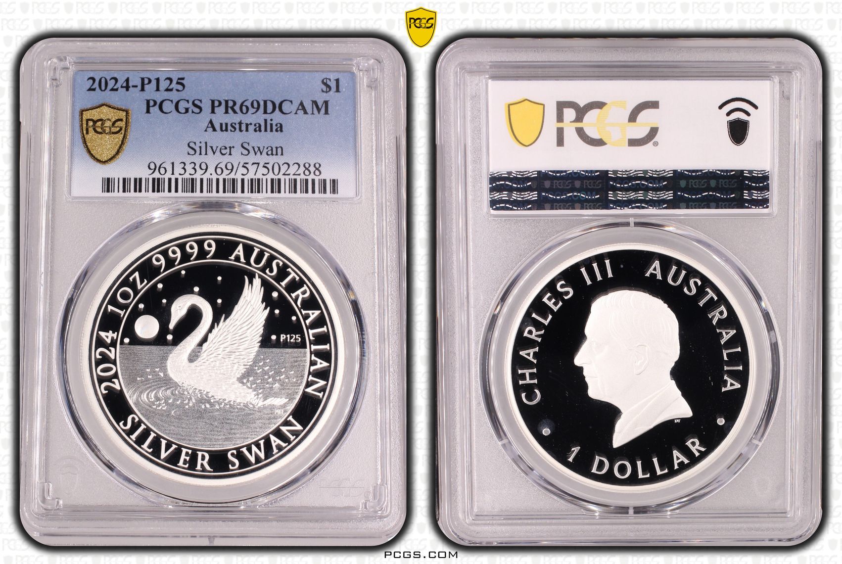 Silver Swan, One Dollar, 2024-P125, PR69DCAM