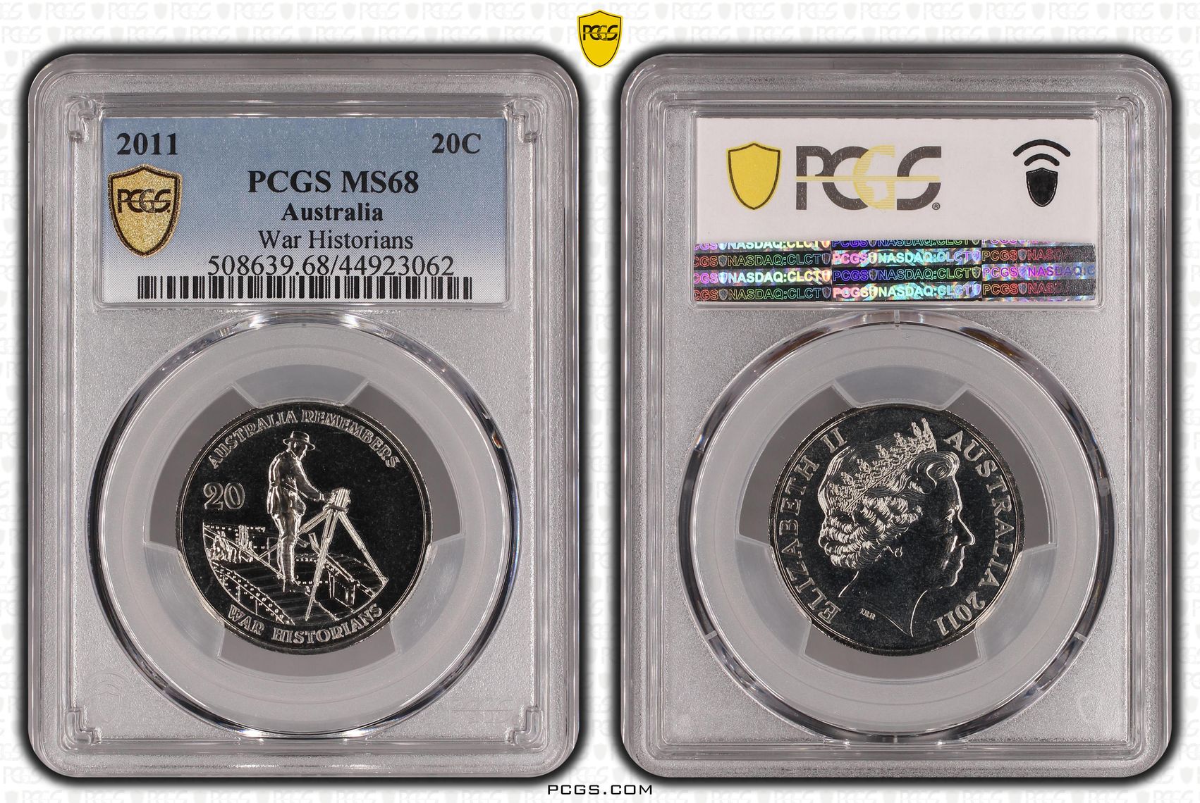 47 · 2011 Australia Twenty Cent, 20c War Historians PCGS - MS68 -062