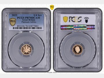 2022 PLATINUM JUBILEE PROOF GOLD QUARTER SOVEREIGN PR70 DCAM TOP POP!