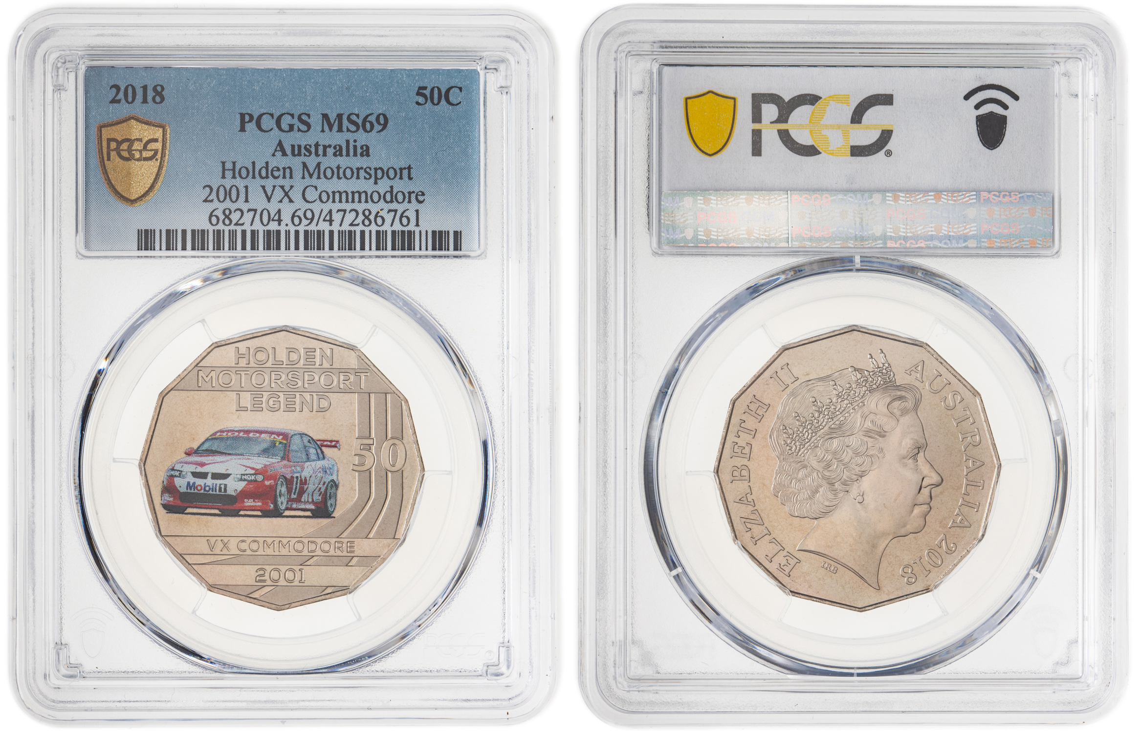 Elizabeth II, Holden Motorsport - 2001 VX Commodore, Fifty Cent, 2018, PCGS MS69
