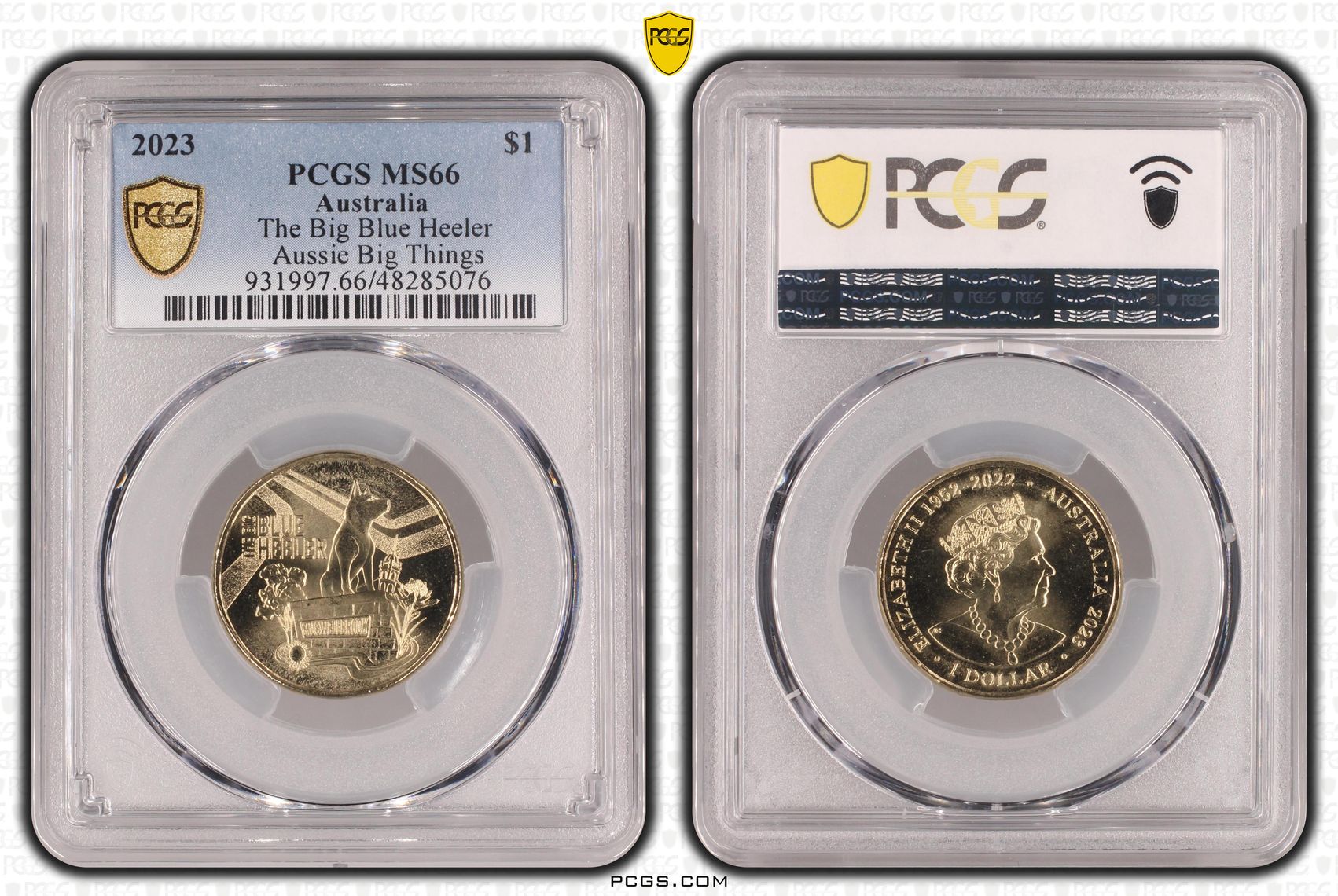 Elizabeth II, The Big Blue Heeler Aussie Big Things , One Dollar, 2023, PCGS MS66