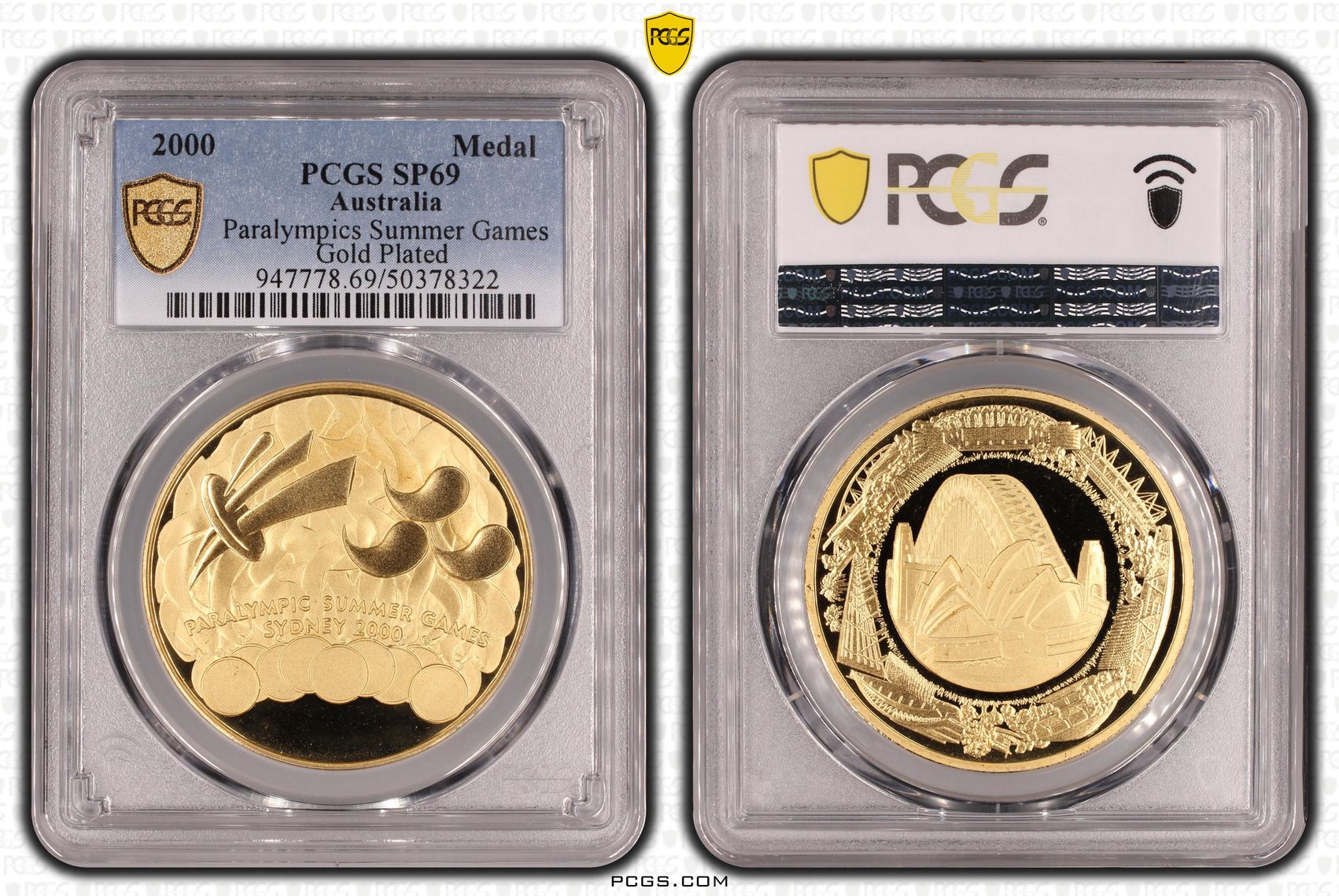 Paralympics Summer Games Silver Plated, POP 1/0, Medal, 2000, PCGS SP69
