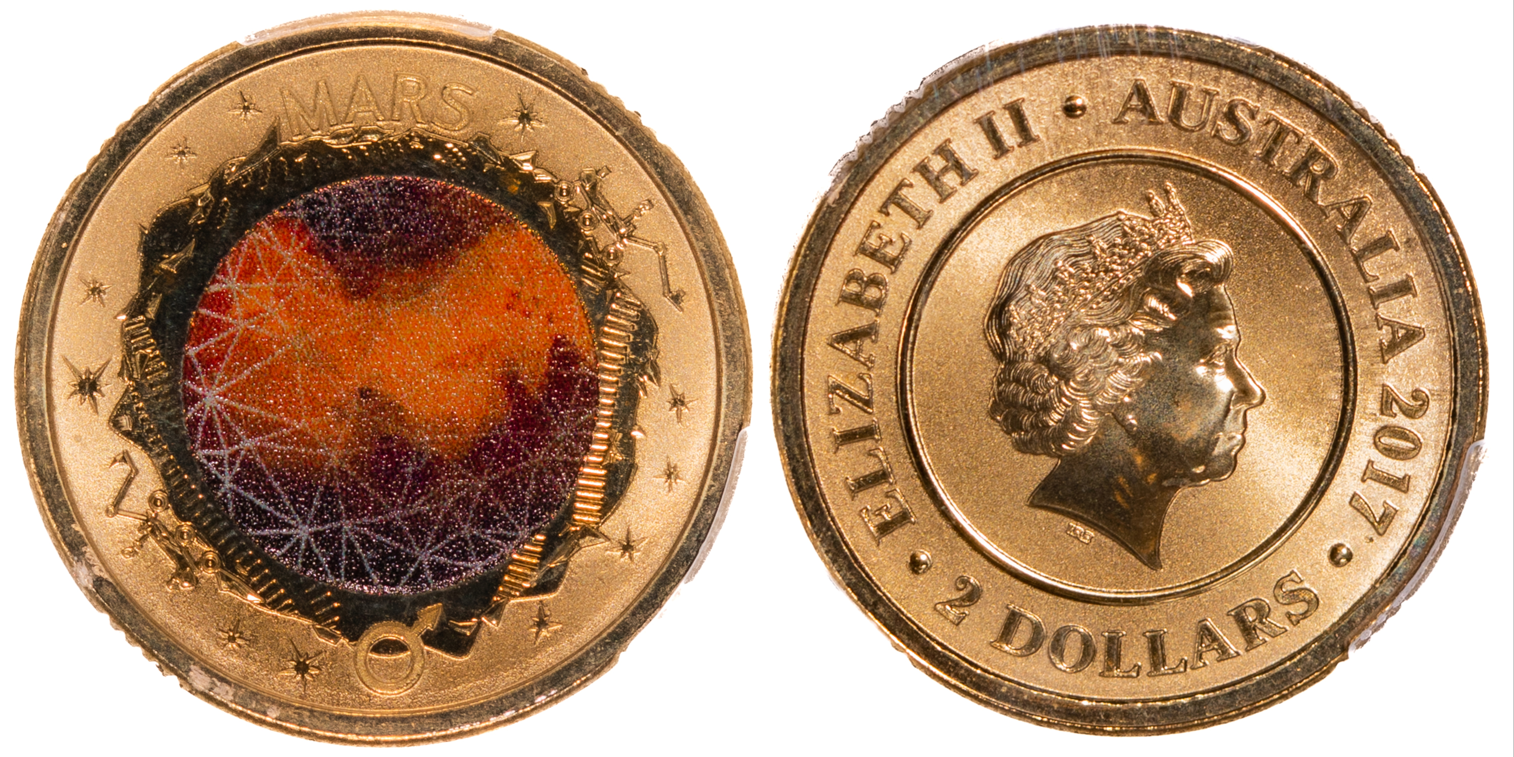 Elizabeth II, Planetary Coins - Mars, Two Dollars, 2017, PCGS MS 69