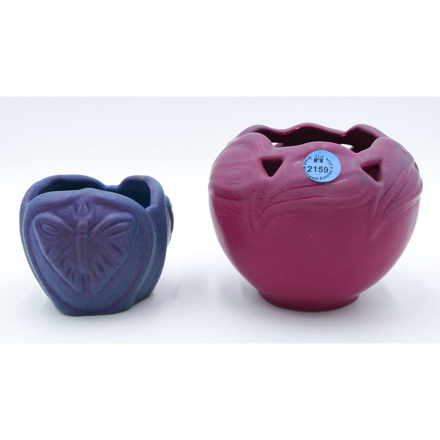 2pc Van Briggle Pottery Cabinet Vases 3'' and 4''