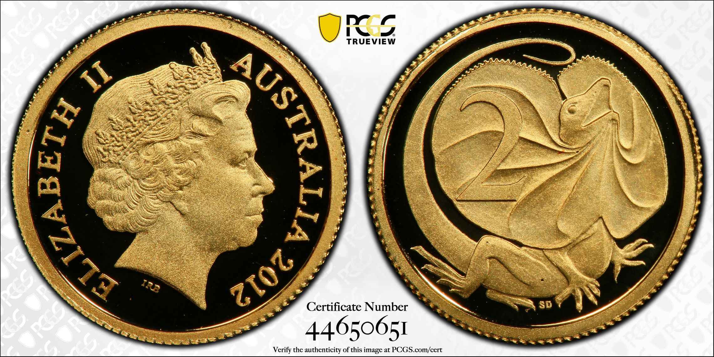 2012 Australia Two Cent, 2c Proof Frill Neck Lizard PCGS - PR70DCAM POP 8/0 -651