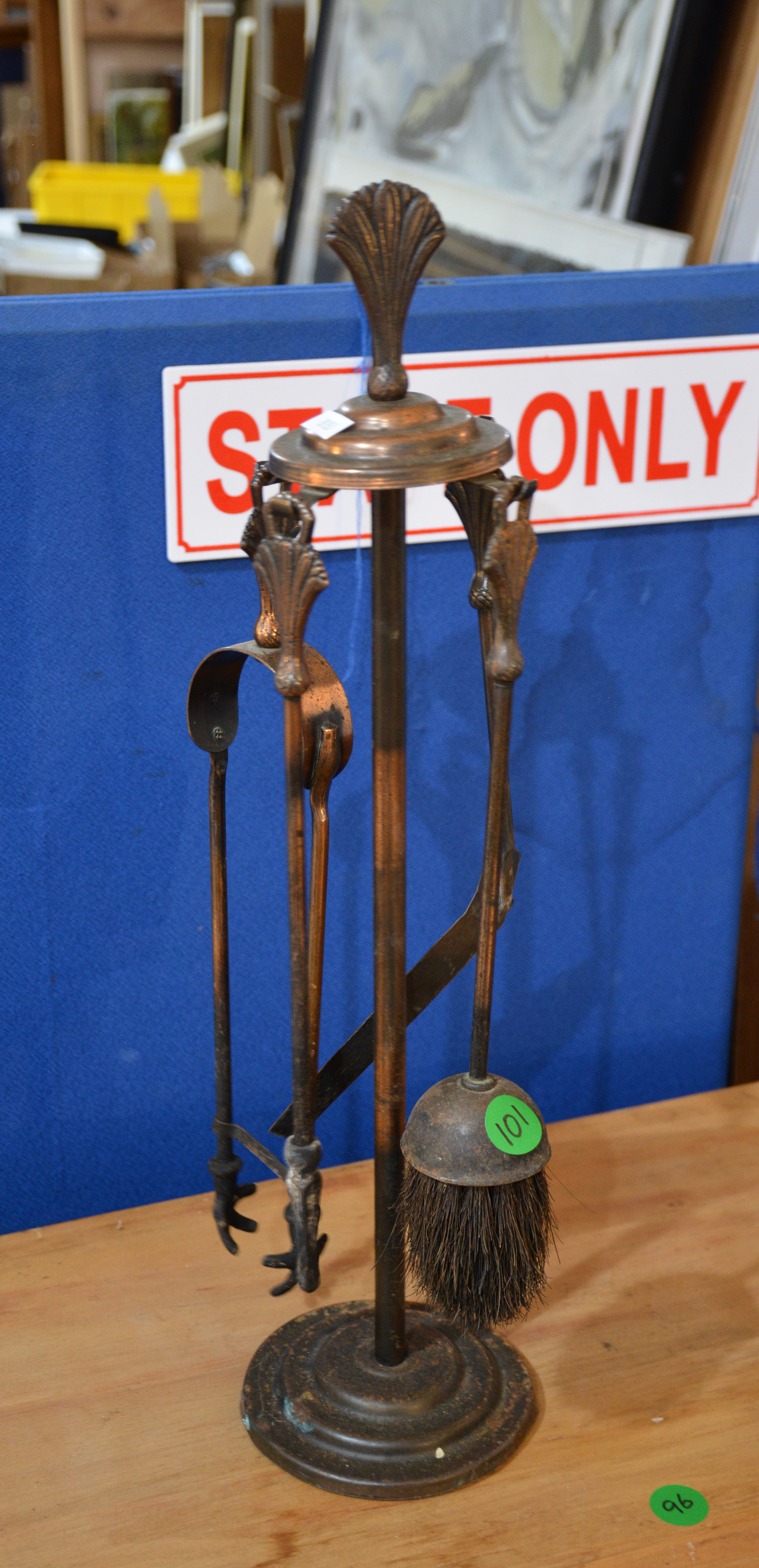 Copper and Brass Fireside Tool Set — sold at auction in New Zealand for $15