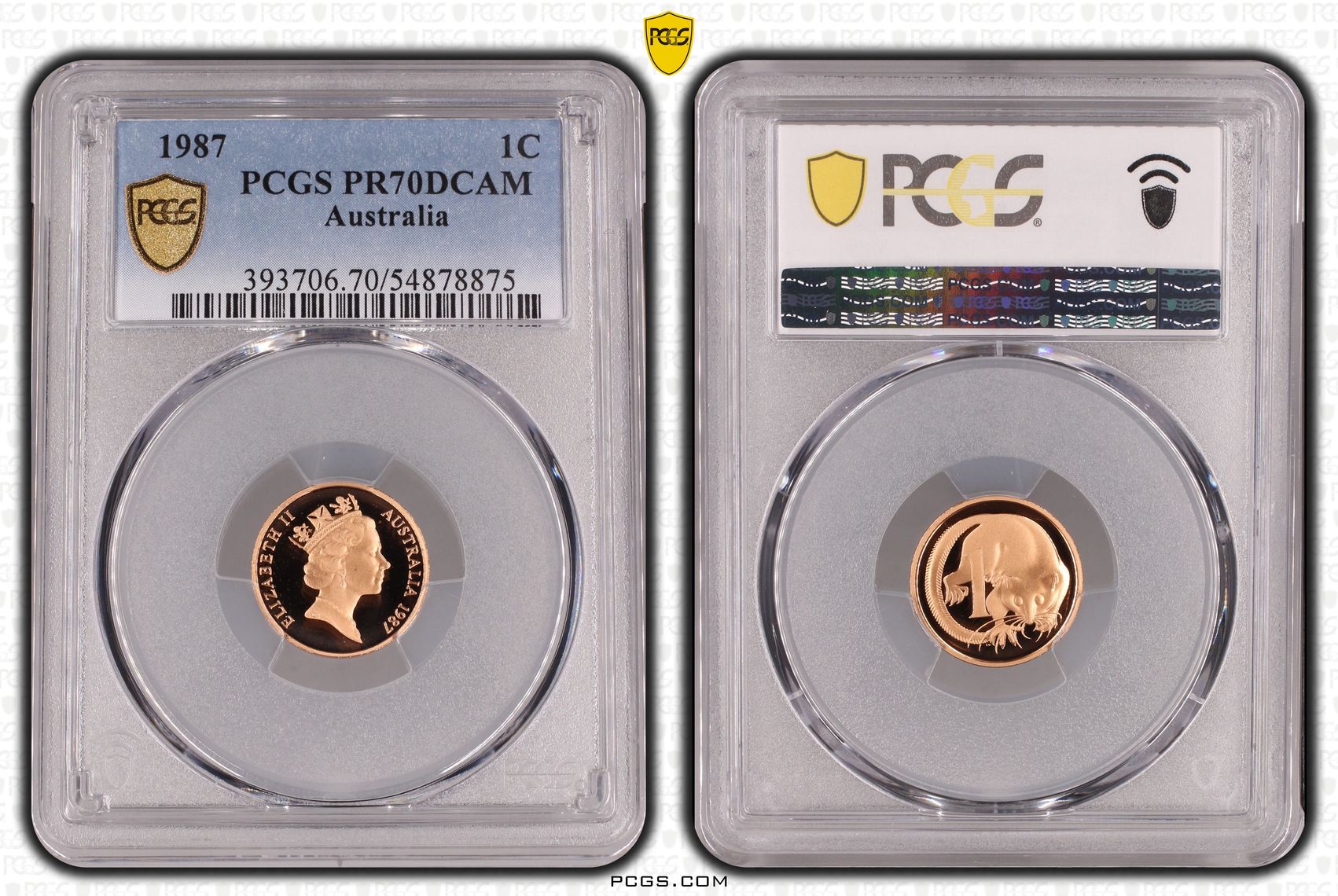 One Cent, 1987, Pcgs Pr70dcam