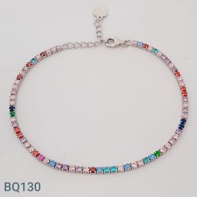 Sterling Silver Multi Colour 3 Cz Tennis Bracelet - 51533/233