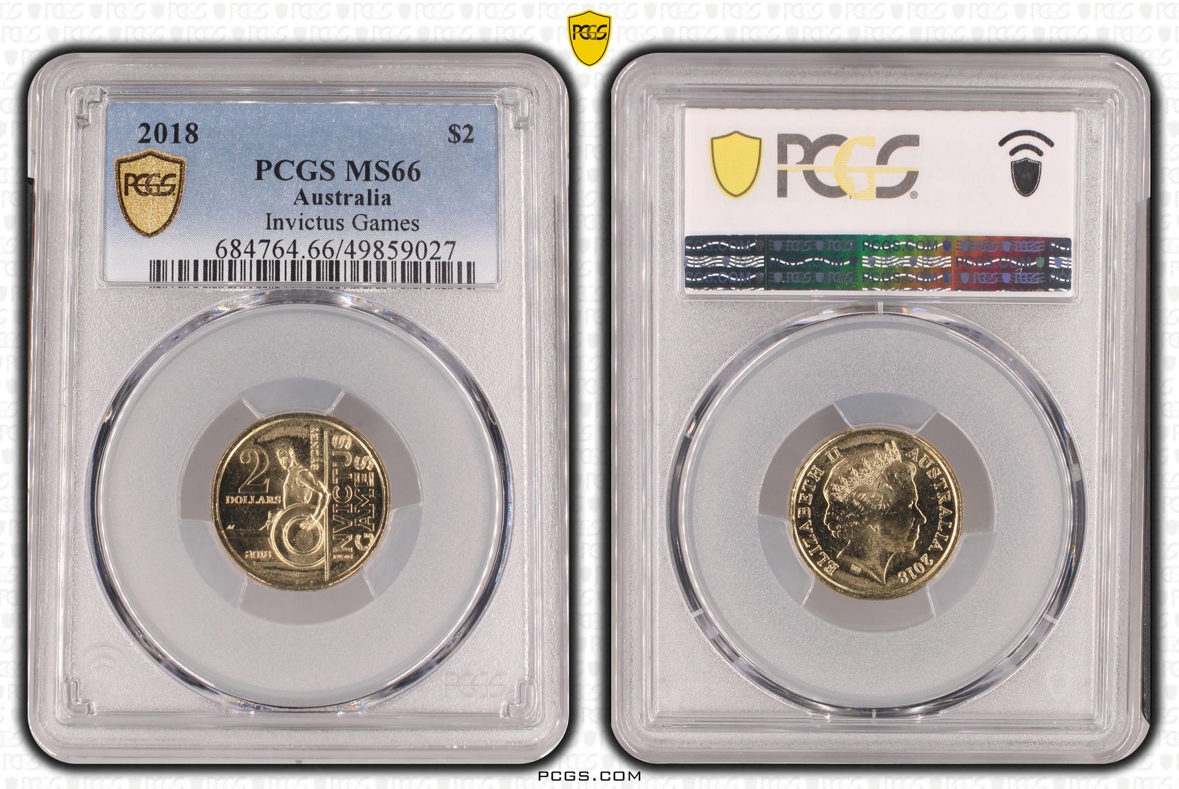 Invictus Games , Two Dollar, 2018, PCGS MS66