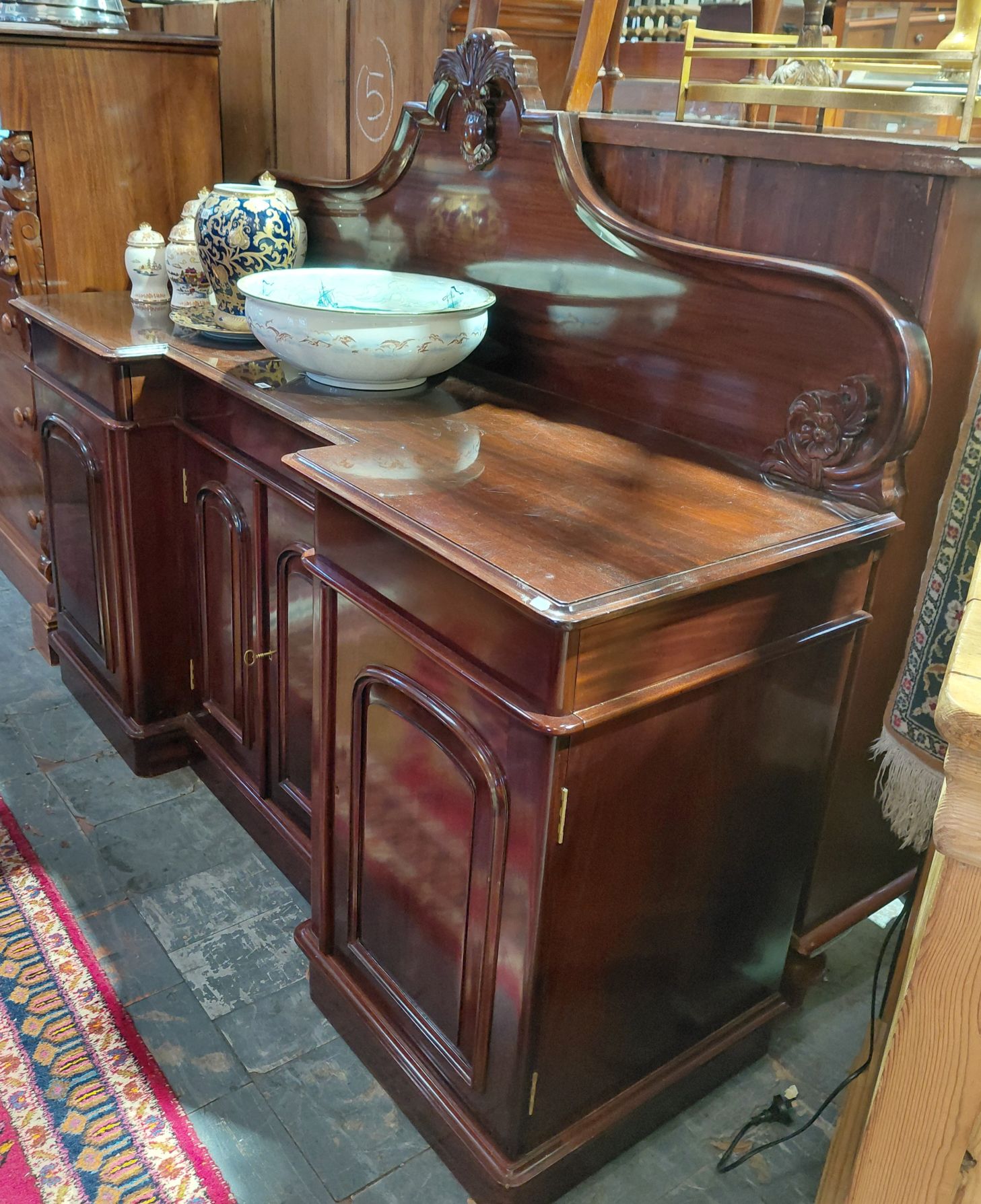 140 · LARGE MAHOGANY BREAKFRONT SIDEBOARD