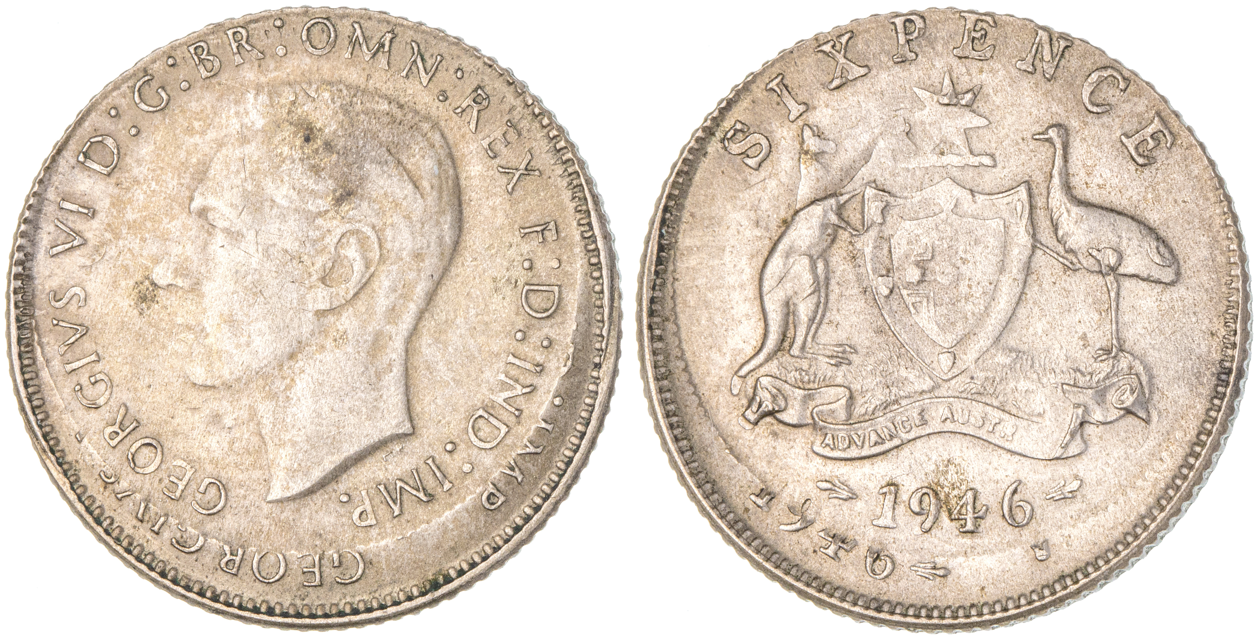 George VI, Sixpence, 1946, gVF