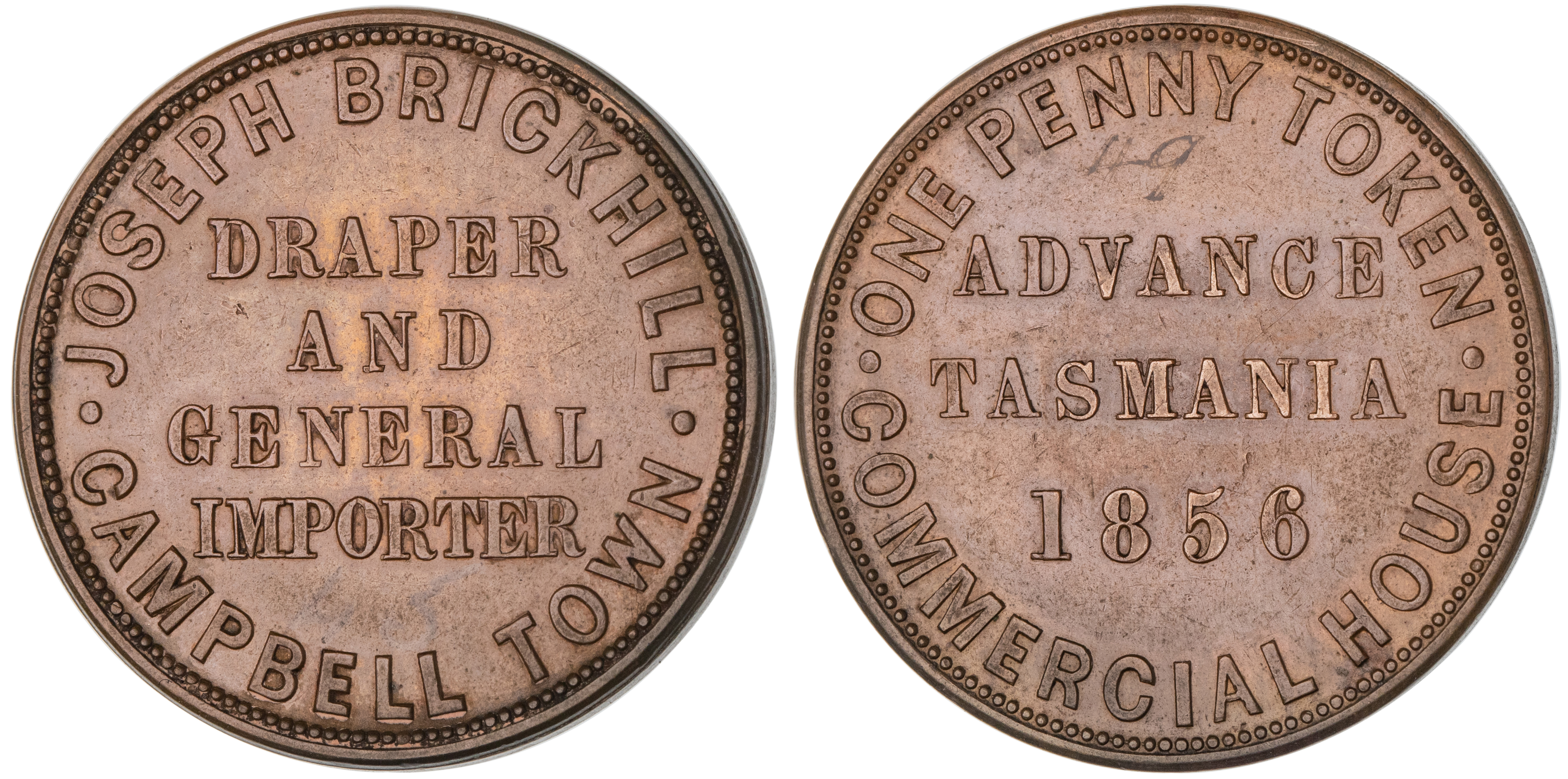Campbell Town, Tasmania, Joseph Brickhill, Penny, 1856, gEF