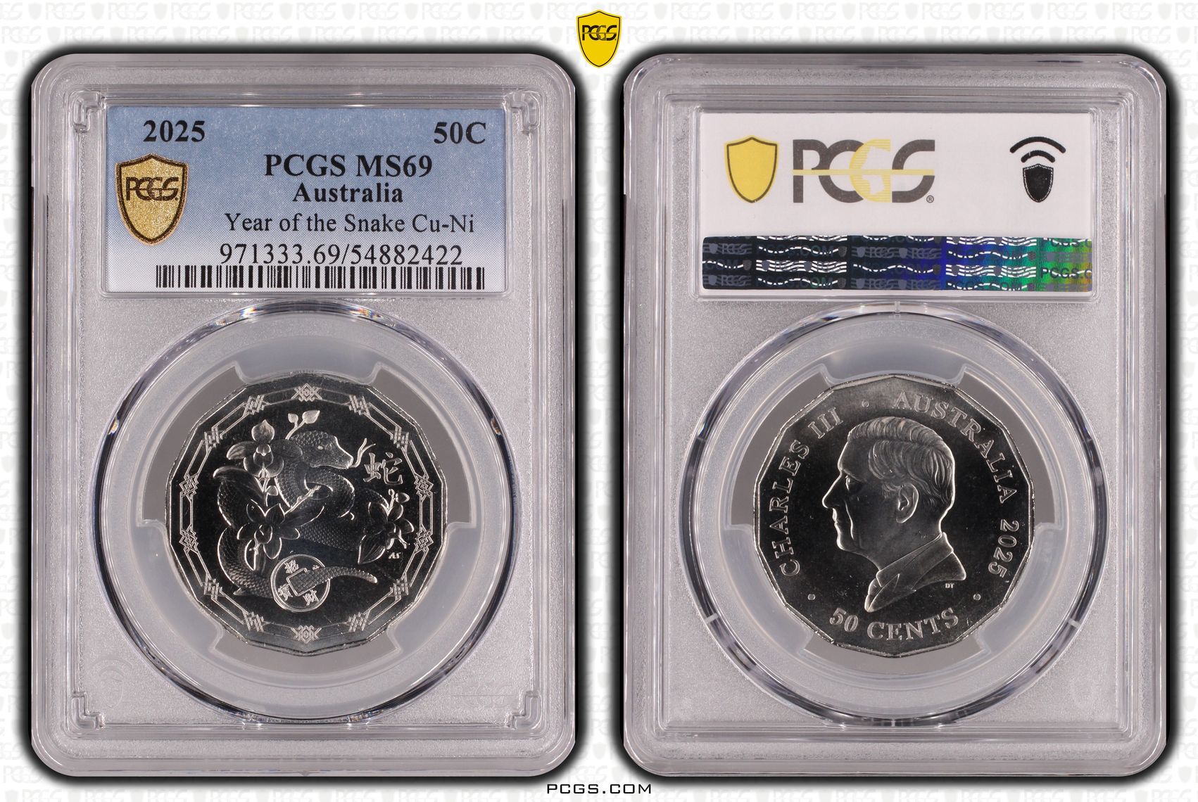 Year of the Snake Cu-Ni, Fifty Cent, 2025, PCGS MS69