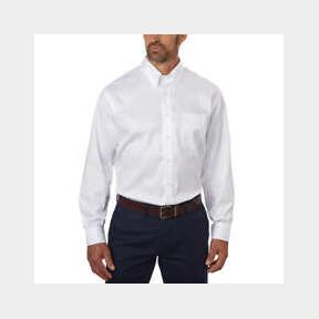 KIRKLAND SIGNATURE MEN'S BUTTON DOWN DRESS SHIRT, WHITE, SZ 16.5X 35