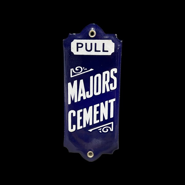 Majors Cement Pull Door Push Porcelain Sign