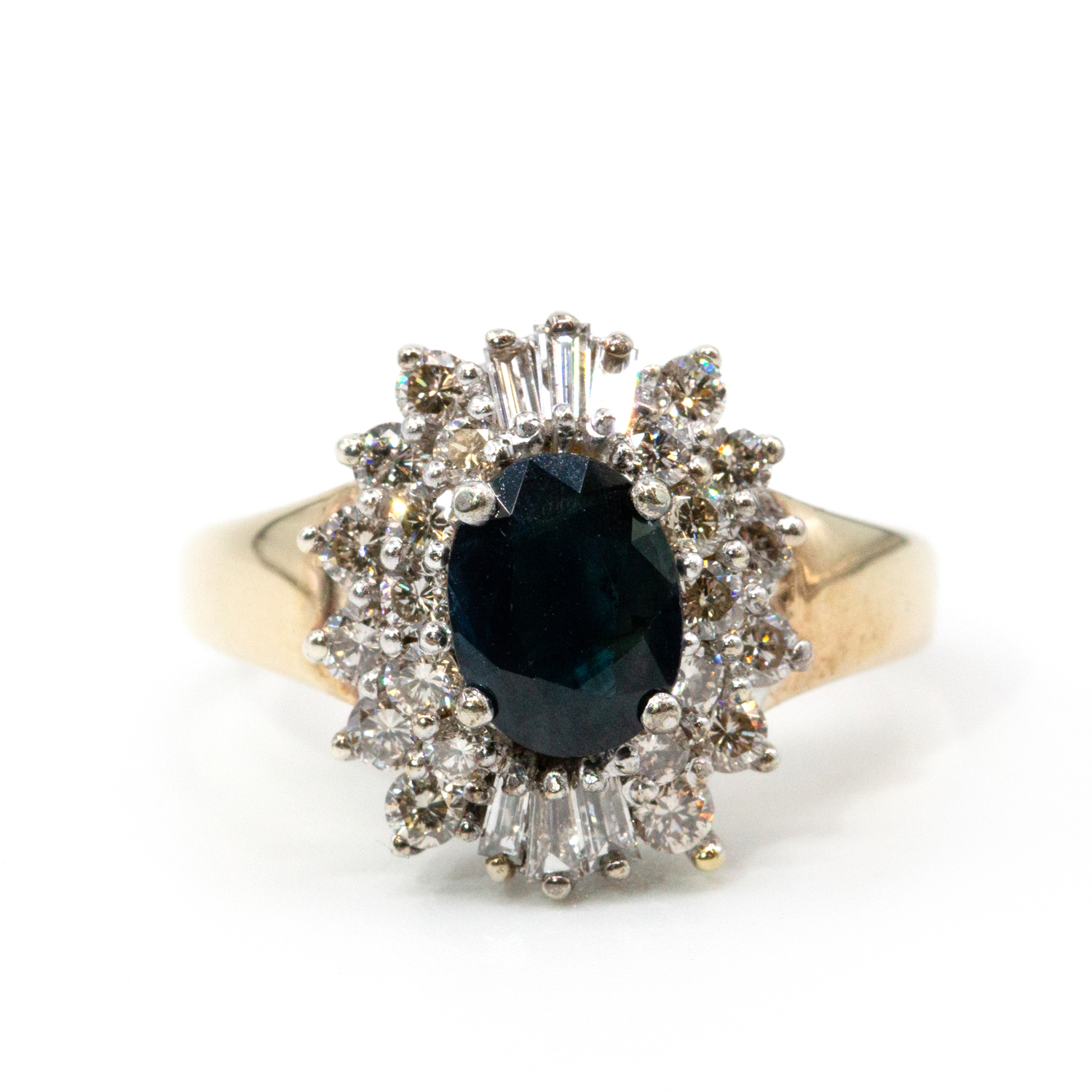 Sapphire & Diamond Cluster 9ct Gold Ring