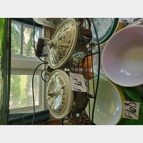 Pair of Royal Rochester serving dishes w hot stands