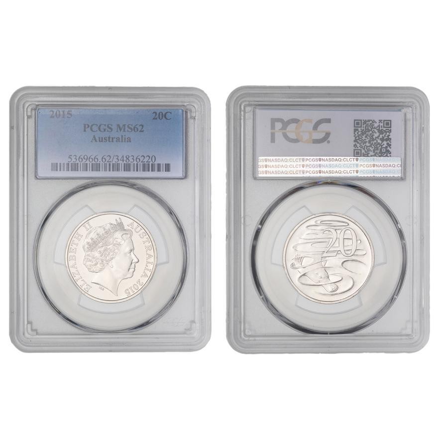 Elizabeth II, , Twenty Cent, 2015, PCGS MS62