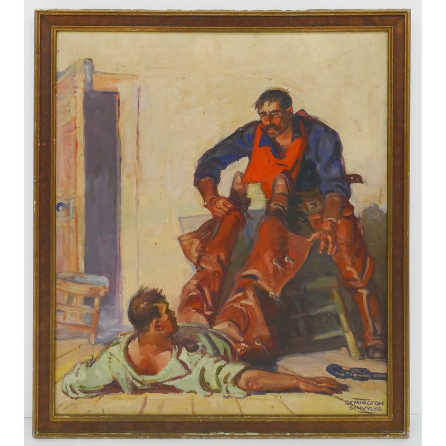 Remington Schuyler 'Western Bar Fight' Oil