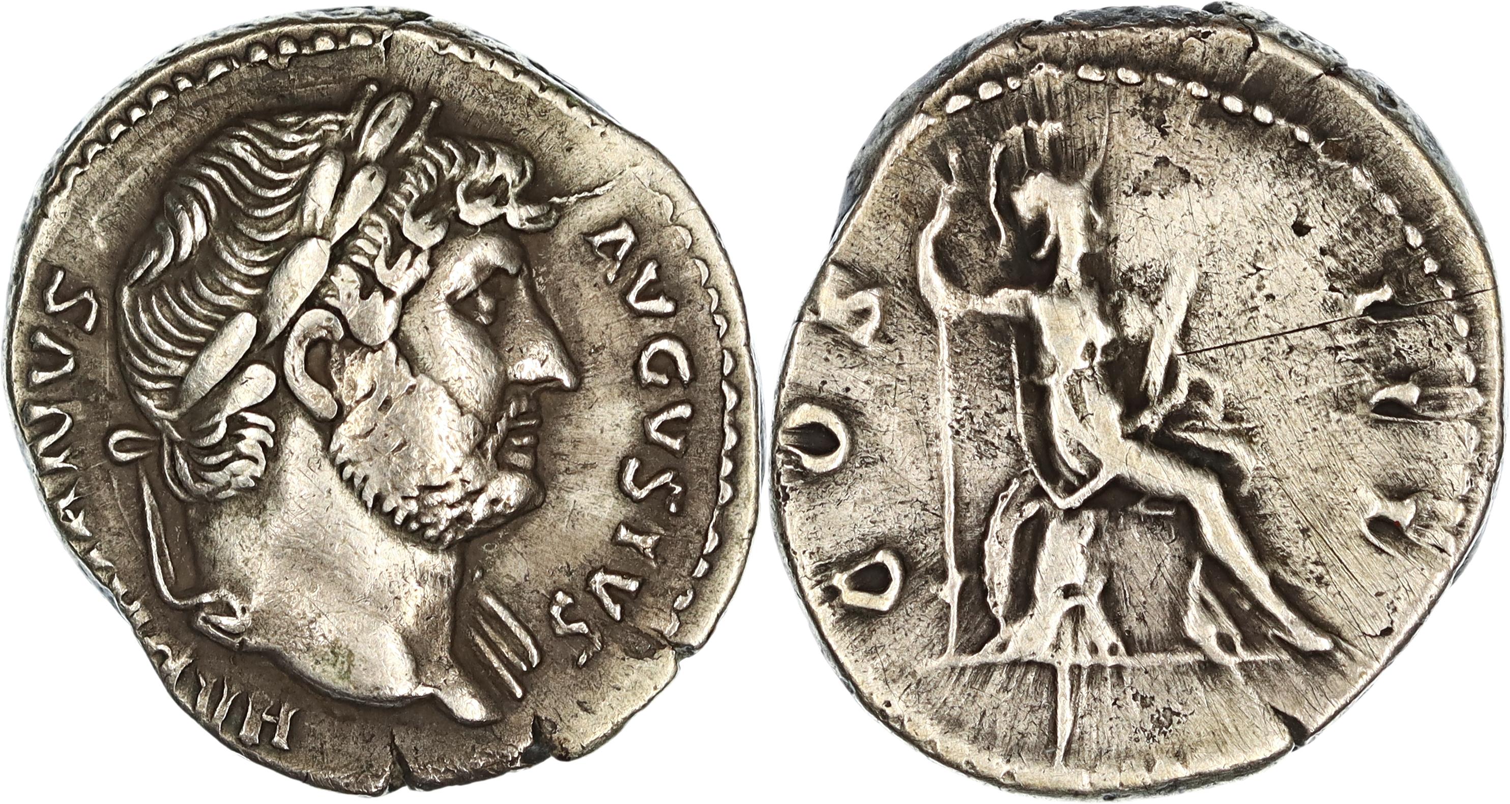 Roman Empire, Hadrian, Silver Denarius, 125-128 AD, VF