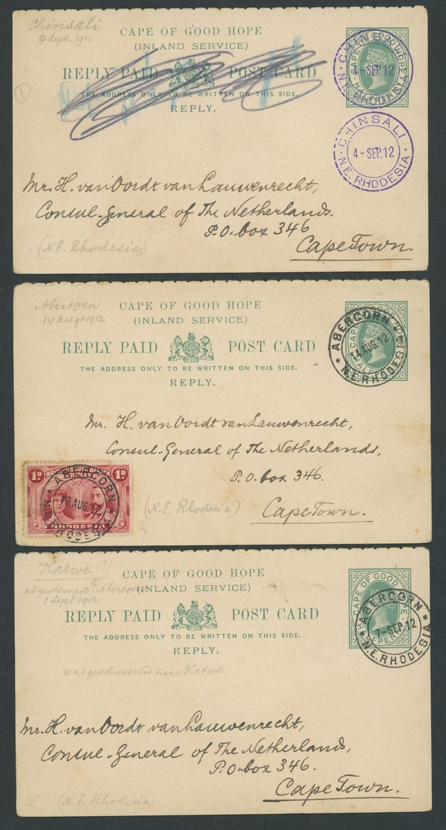 Rhodesia Covers and Cancellations The following seven lots comprise ...