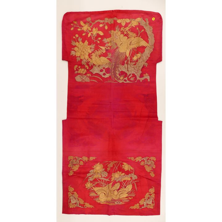 Old Chinese Silk and Gold Thread Chair Cover -58x28''