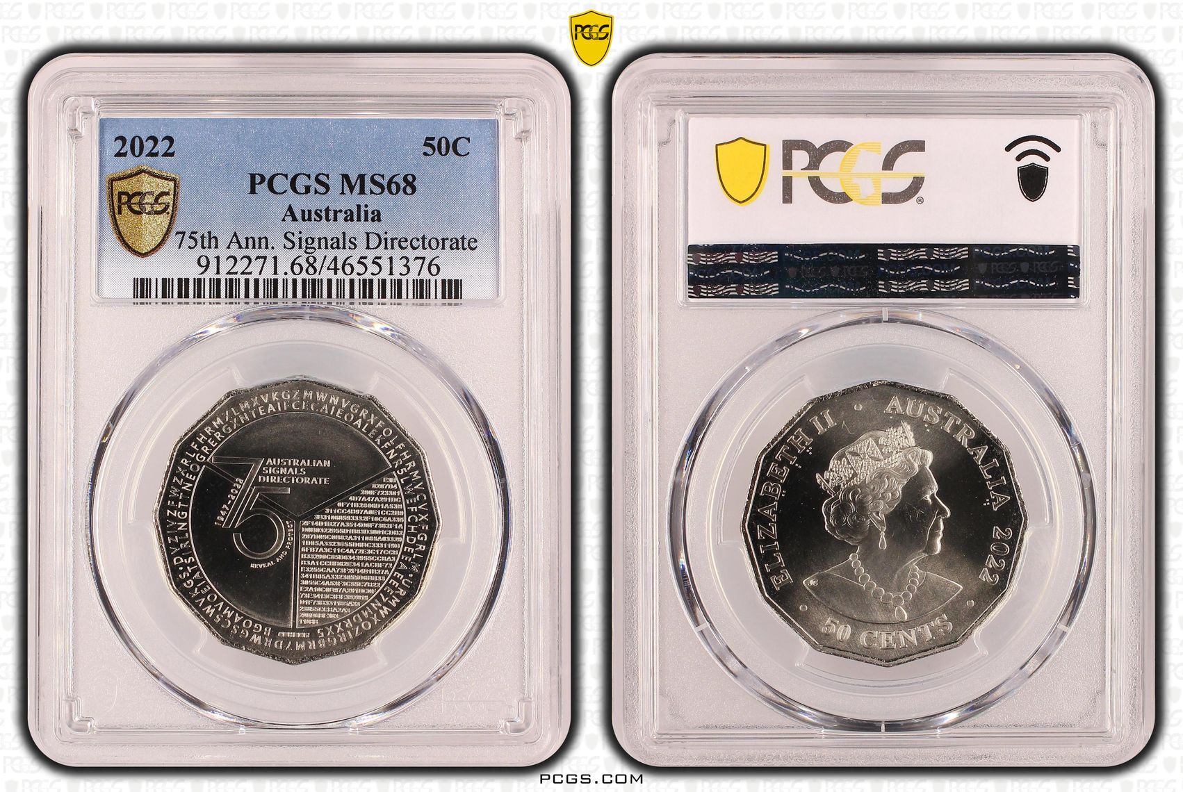 75th Ann. Signals Directorate , Fifty Cent, 2022, PCGS MS68
