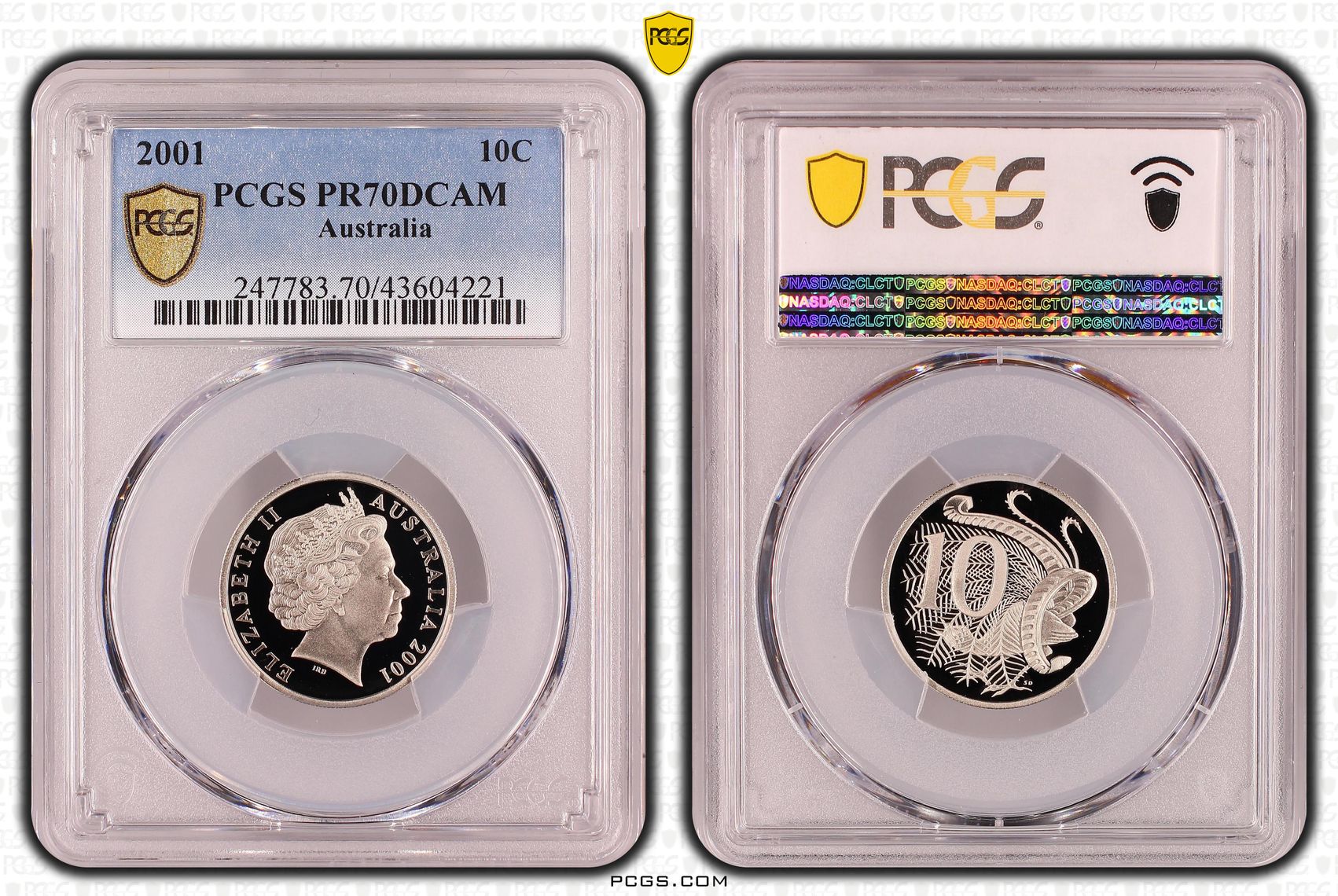 2001 Australia Ten Cent, 10c PCGS - PR70DCAM POP 74/0 -221