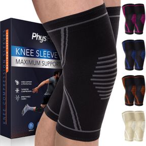 KNEE BRACE FOR PAIN RELIEF - 2 PACK KNEE COMPRESSION SLEEVES FOR MEN AND WOMEN - SUPPORT FOR WEIGHTLIFTING, GYM, WORKOUT, VOLLEYBA